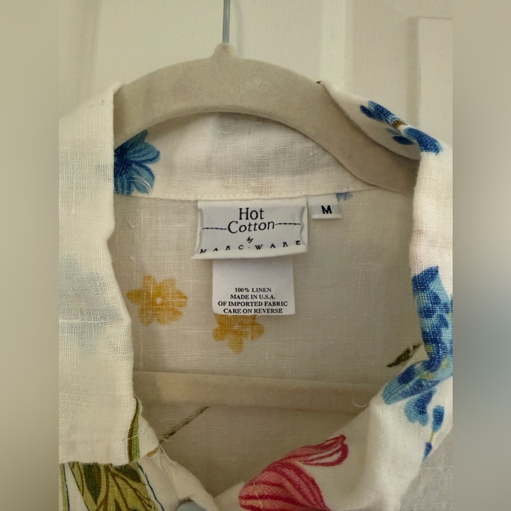 Hot Cotton by Marc Ware 100% Linen Vintage Floral Button Up l SIZE M - Picture 2 of 8